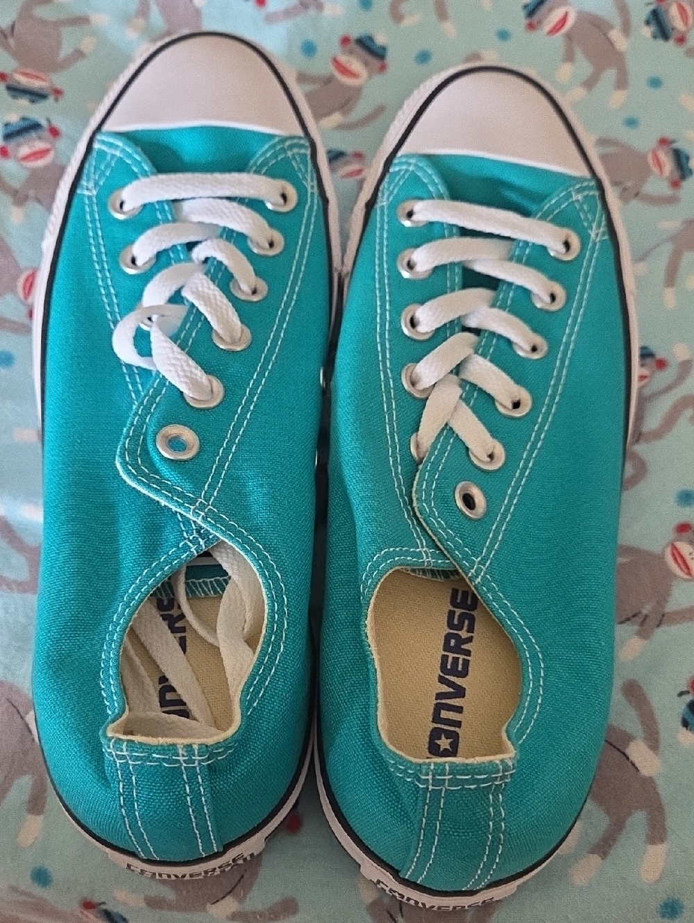 Converse Low Top Sneakers in Teal with White Accents